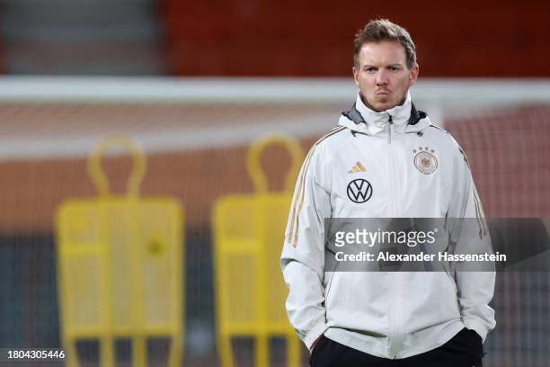Julian Nagelsmann, head coach of Germany looks on during a DFB Training Session at Ernst Happel Stadion on November 20, 2023 in Vienna, Austria.