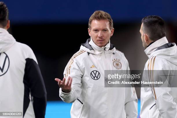 Julian Nagelsmann, head coach of Germany reacts during a DFB Training Session at Ernst Happel Stadion on November 20, 2023 in Vienna, Austria.