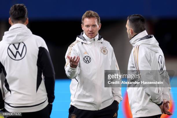 Julian Nagelsmann, head coach of Germany reacts during a DFB Training Session at Ernst Happel Stadion on November 20, 2023 in Vienna, Austria.