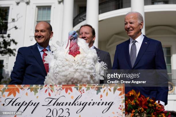President Joe Biden joined by, Jose Rojas , Vice-President at Jennie-O Turkey Store, and Steve Lykken , Chairman of the National Turkey Federation,...