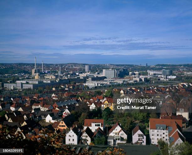 skyline view of stuttgart - stuttgart skyline stock pictures, royalty-free photos & images