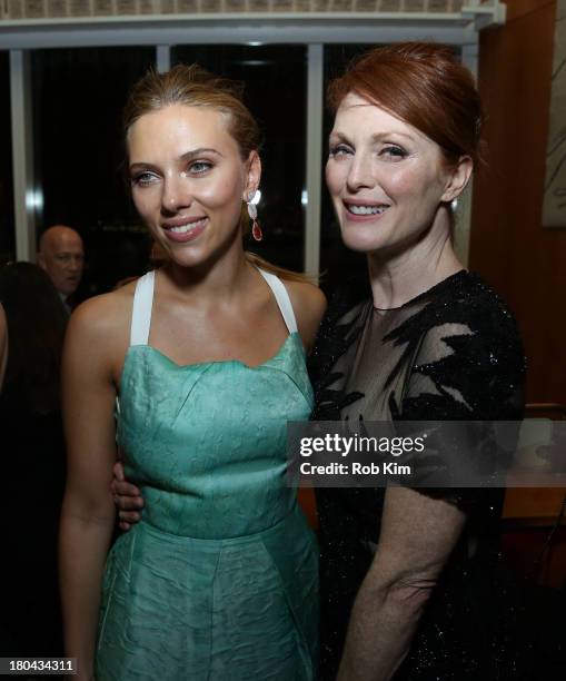 Scarlett Johansson and Julianne Moore attend "Don Jon" New York Premiere After Party at Top of The Standard Hotel on September 12, 2013 in New York...