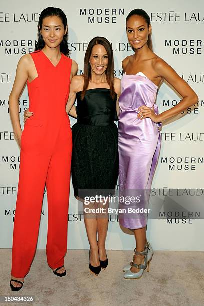 Liu Wen, Jane Hertzmark Hudis, Global Brand President, Estee Lauder and Joan Smalls attend the Estee Lauder "Modern Muse" Fragrance Launch Party at...