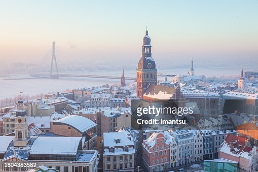 Riga Cathedral (Rigas Doms) towers on a cold winter morning