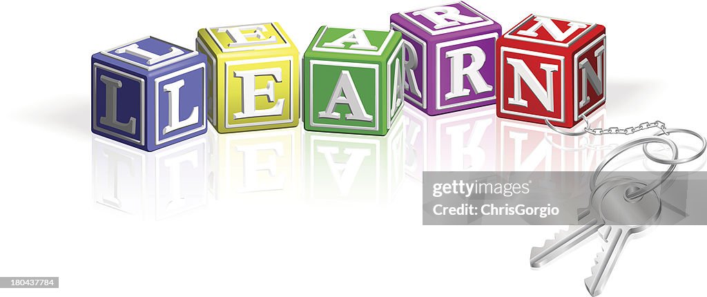 Learn Alphabet Blocks Attached To Keys High-Res Vector Graphic - Getty ...