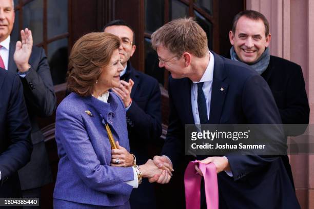 Prime Minister Boris Rhein and Queen Silvia of Sweden open the first "Childhood House" on November 20, 2023 in Hessen, Germany.