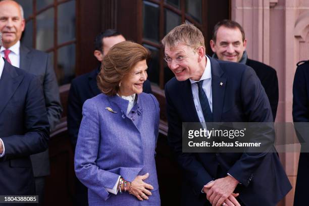 Queen Silvia of Sweden and Jürgen Graf open the first "Childhood House" on November 20, 2023 in Hessen, Germany.