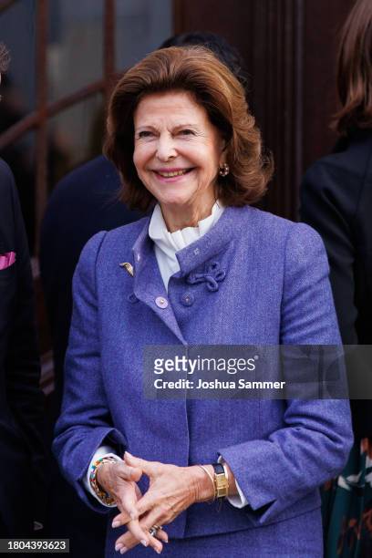 Queen Silvia of Sweden opens the first "Childhood House" on November 20, 2023 in Hessen, Germany.