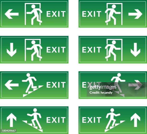 Exit Routes Lettering 28 Evacuation Route Sign High Res Vector Graphics - Getty Images