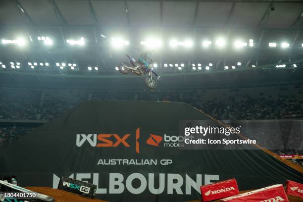 Max Anstie of United Kingdom on the Fire Power Honda HONDA during the WSX Australian Grand Prix at Marvel Stadium on November 25, 2023 in Melbourne,...