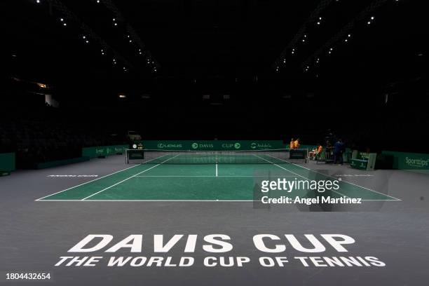 General view inside the arena ahead of the Davis Cup Final at Palacio de Deportes Jose Maria Martin Carpena on November 20, 2023 in Malaga, Spain.