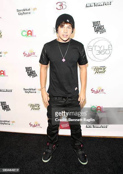 Recording artist Austin Mahone attends Just Dance with Boy Meets Girl at Fashion Pavilion in Chelsea on September 12, 2013 in New York City.