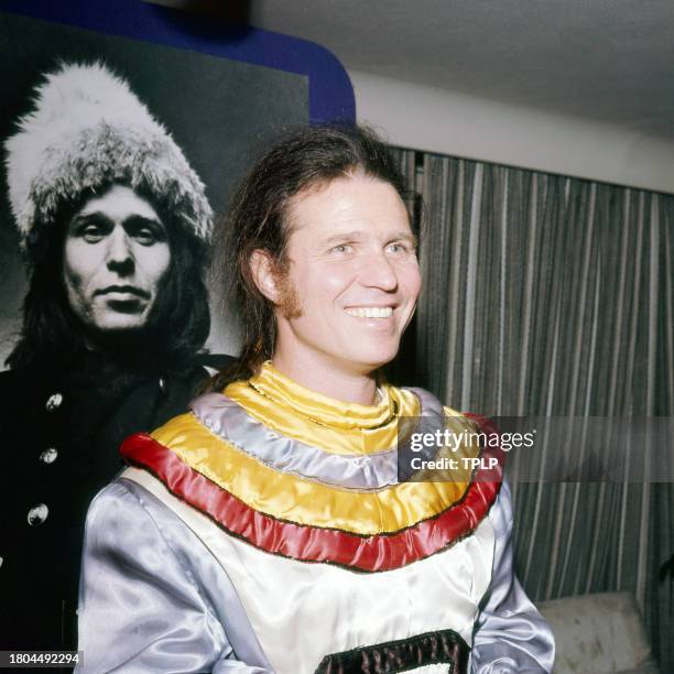 Portrait of American Country, Folk, & Rock musician Country Joe McDonald, London, England, November 13, 1973.