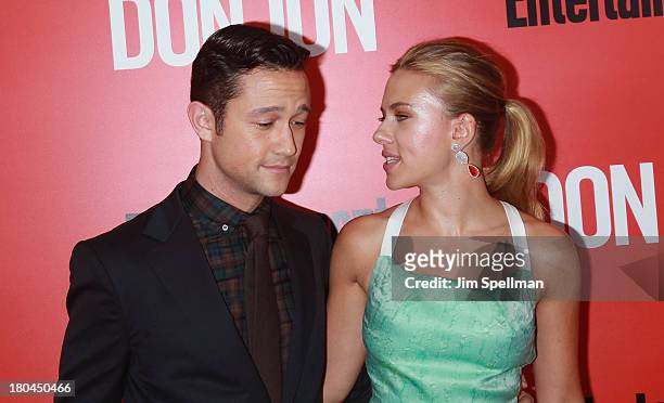 Actor/director Joseph Gordon-Levitt and actress Scarlett Johansson attend "Don Jon" New York Premiere at SVA Theater on September 12, 2013 in New...