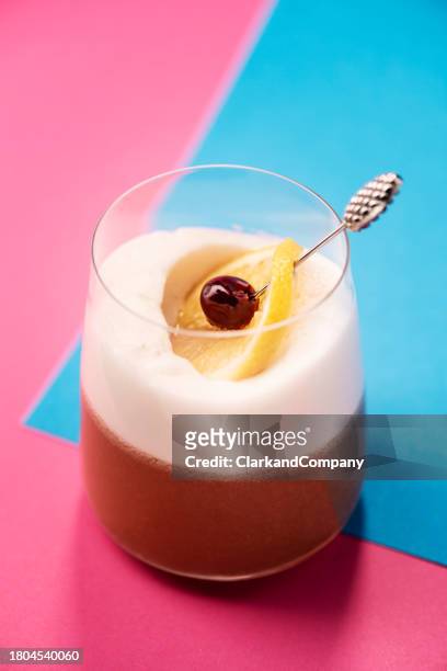 whiskey sour alcohol free cocktail - danish whiskey stock pictures, royalty-free photos & images