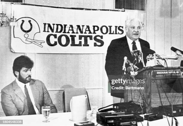 Indianapolis Colts owner, Roberty Irsay , speaks at a press conference in Indianapolis regarding how season and game ticket sales will be handled for...