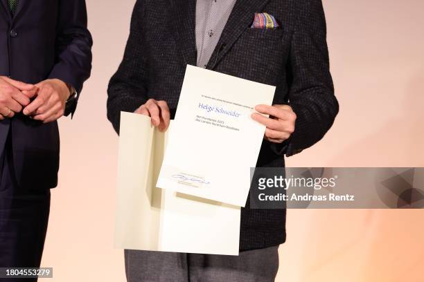 Helge Schneider receives the Art Prize of The State Of North Rhine-Westphalia by Prime Minister of North Rhine-Westphalia Hendrik Wüst at K21...