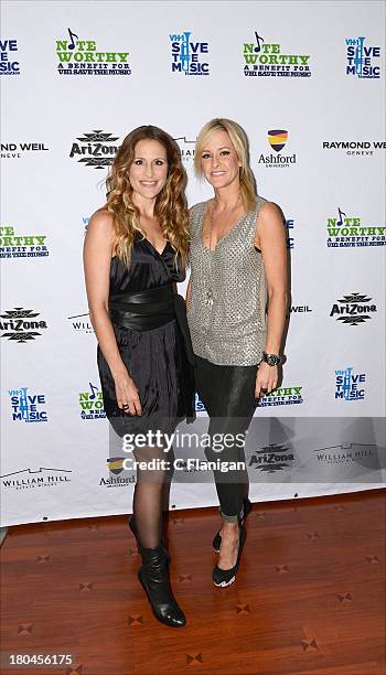 Musicians Emily Robison and Martie Maguire of The Courtyard Hounds and The Dixie Chicks pose on site during the "Noteworthy Napa" Concert At William...