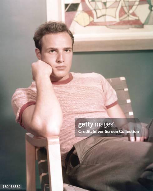 American actor Marlon Brando , circa 1955.