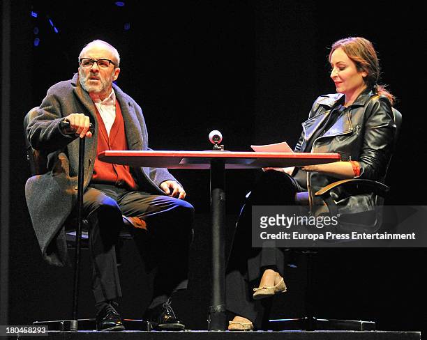 Fernando Guillen Cuervo and Ana Milan perform during 'El diario de Adan y Eva' presentation play at Condal Theatre on September 12, 2013 in...