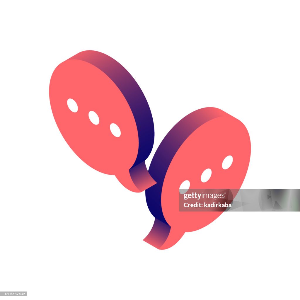 Vector Illustration of Dialog Isometric Icon and Three Dimensional Design. Speech Bubbles, Chat, Talk, Communication, Isometric.