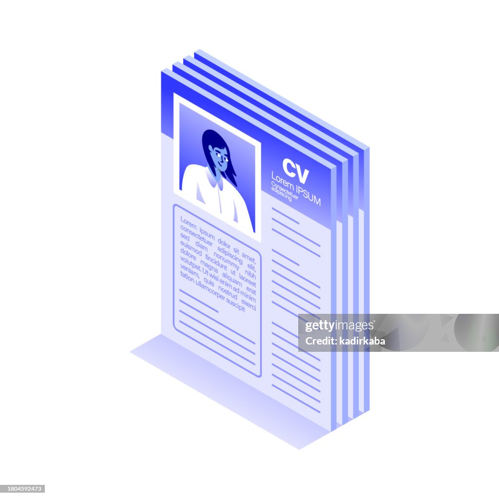 Vector Illustration of Recruitment Isometric Icon and Three Dimensional Design, Cv, Human Resources, Isometric.