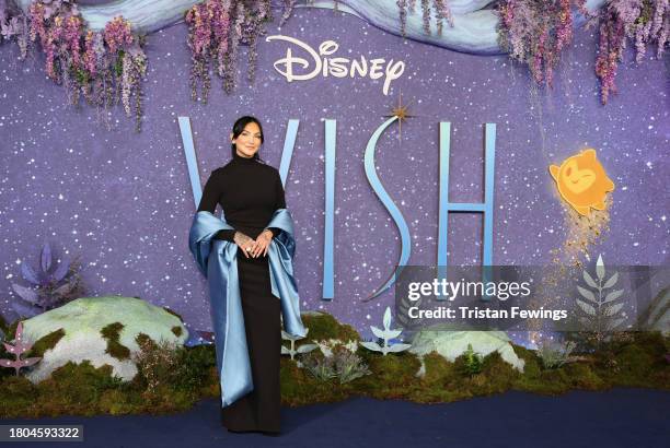 Julia Michaels attends the UK Premiere of Walt Disney Animation Studios', "Wish" at the Odeon Leicester Square on November 20, 2023 in London,...