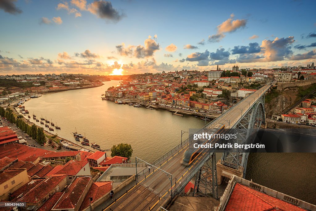 Sunset over the beautiful city of Porto