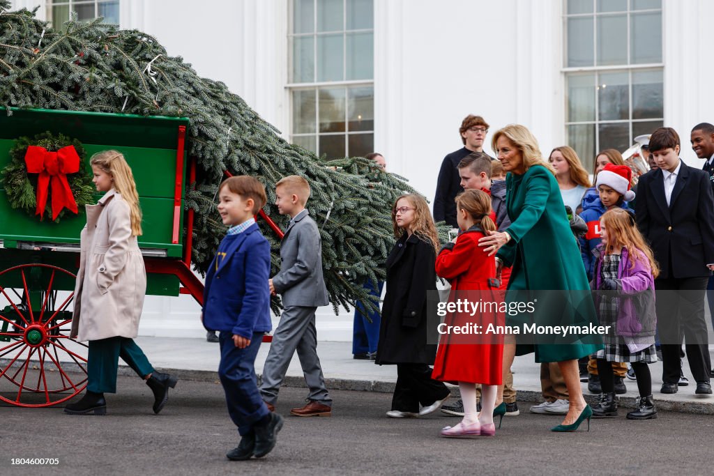 First Lady Jill Biden Receives The 2023 White House Christmas Tree