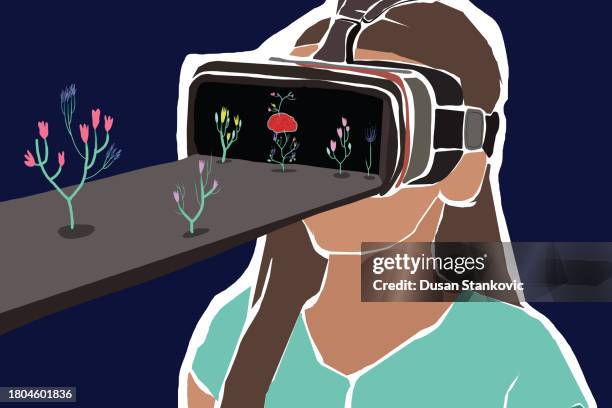 metaverse game vector concept - projection face stock illustrations