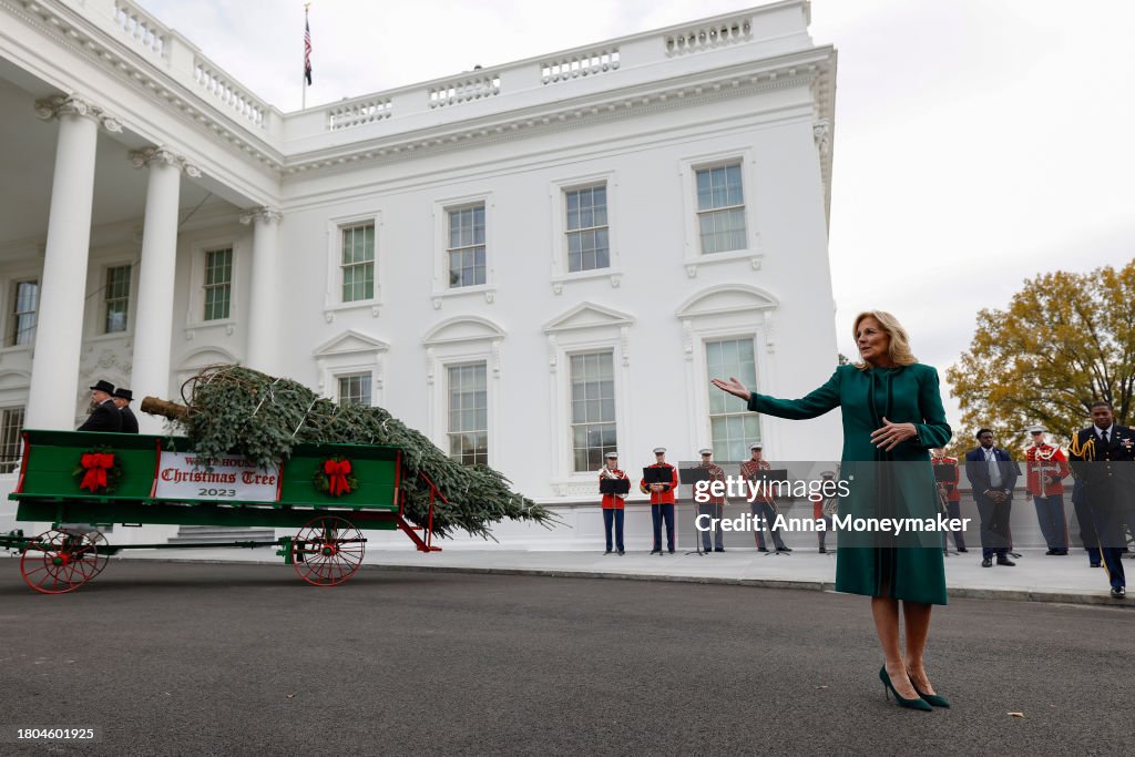First Lady Jill Biden Receives The 2023 White House Christmas Tree