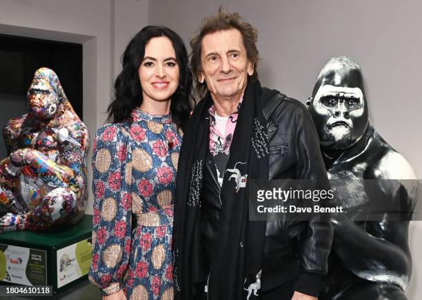 Sally Wood and Ronnie Wood attend The Tusk Gorilla Trail Auction 2023 at Unit X on November 20, 2023 in London, England.