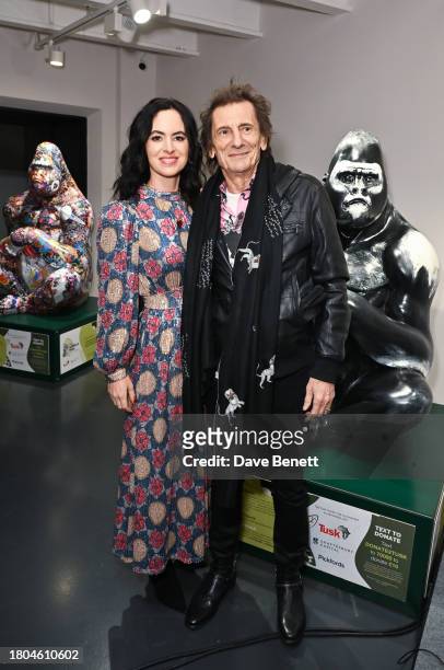 Sally Wood and Ronnie Wood attend The Tusk Gorilla Trail Auction 2023 at Unit X on November 20, 2023 in London, England.