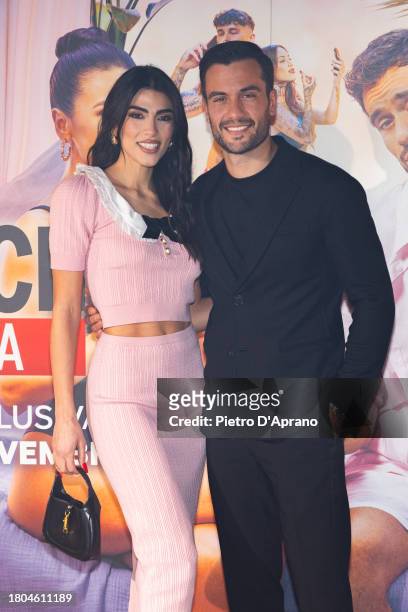 Giulia Salemi and Pierpaolo Pretelli attends the "Ex On The Beach" Italia Cocktail and Viewing Party at LAMPO Milano on November 20, 2023 in Milan,...