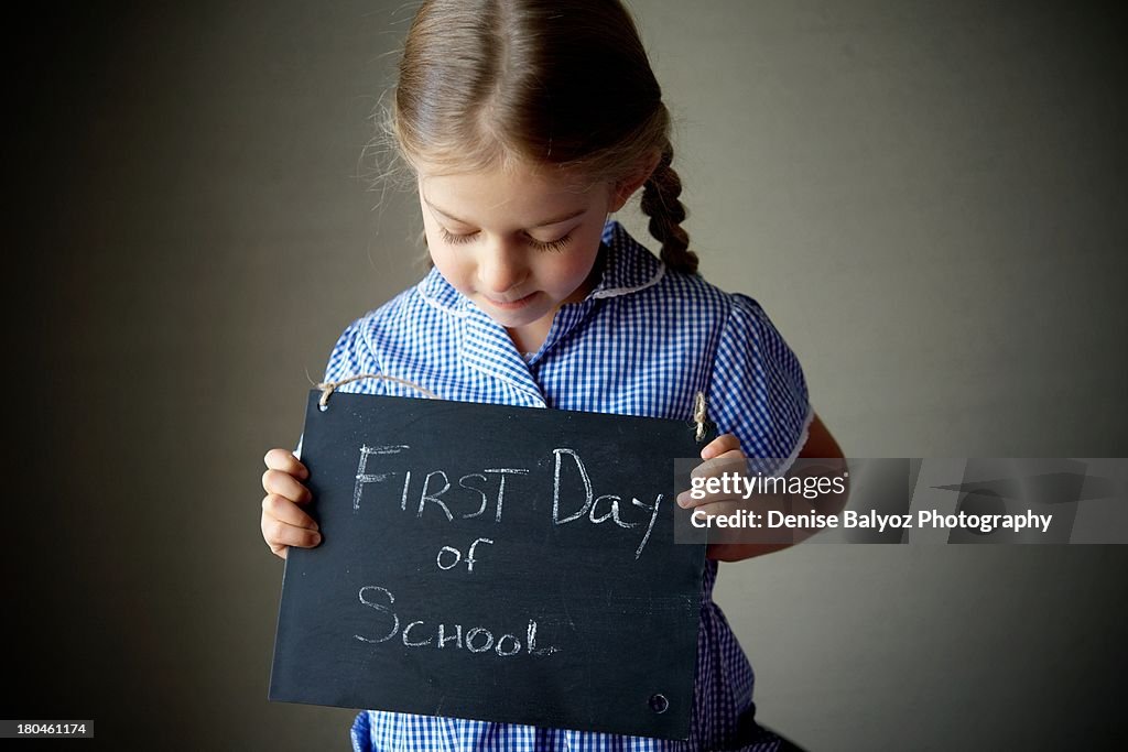 Girl on first day of school