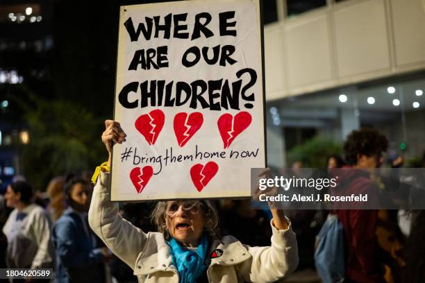 The parents and relatives of children kidnapped on October 7th, along with families of hostages and their supporters take part in a demonstration...