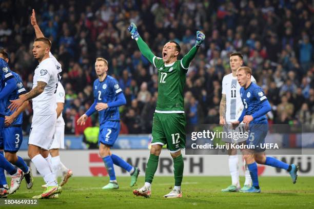 Igor Shatskiy of Kazakhstan reacts during the UEFA EURO 2024 European qualifier match between Slovenia and Kazakhstan at Stadion Stozice on November...