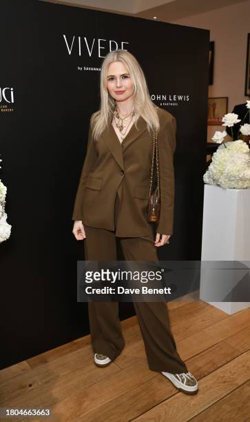 Laura Coleman attends the London launch of Vivere by Savannah Miller at Luci on November 20, 2023 in London, England.
