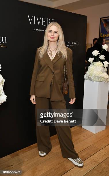 Laura Coleman attends the London launch of Vivere by Savannah Miller at Luci on November 20, 2023 in London, England.