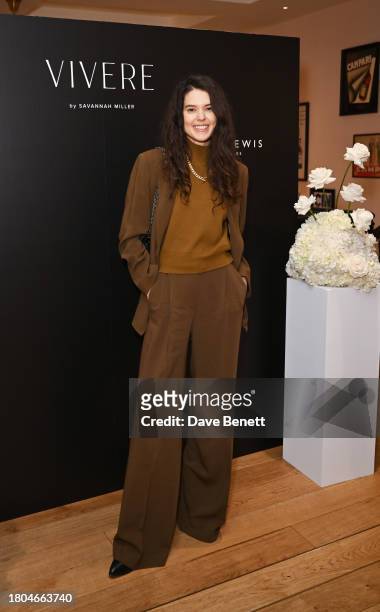 Sarah Ann Macklin attends the London launch of Vivere by Savannah Miller at Luci on November 20, 2023 in London, England.