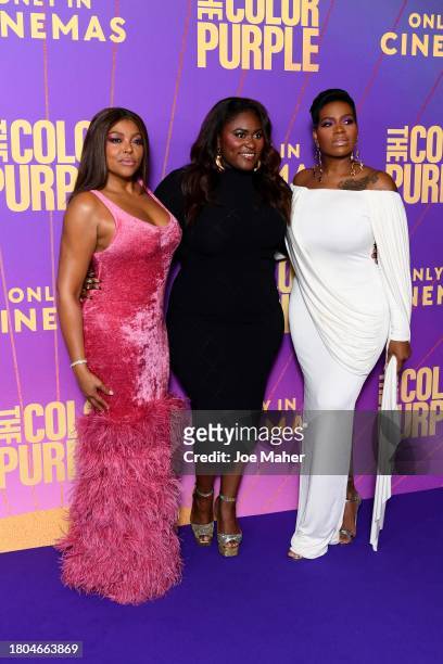 Taraji P. Henson, Danielle Brooks and Fantasia Barrino attend "The Color Purple" Special Screening at Vue West End on November 20, 2023 in London,...