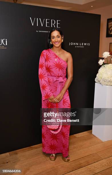 Zeena Shah attends the London launch of Vivere by Savannah Miller at Luci on November 20, 2023 in London, England.
