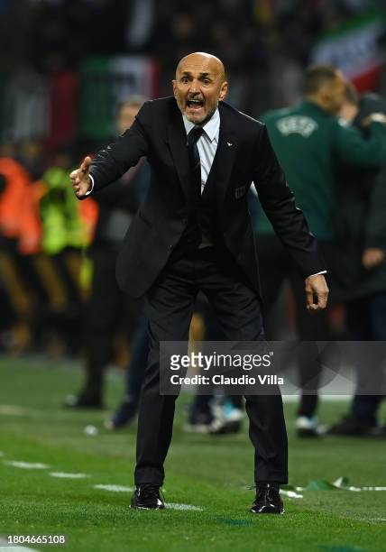 Head coach of Italy Luciano Spalletti reacts during the UEFA EURO 2024 European qualifier match between Ukraine and Italy at BayArena on November 20,...