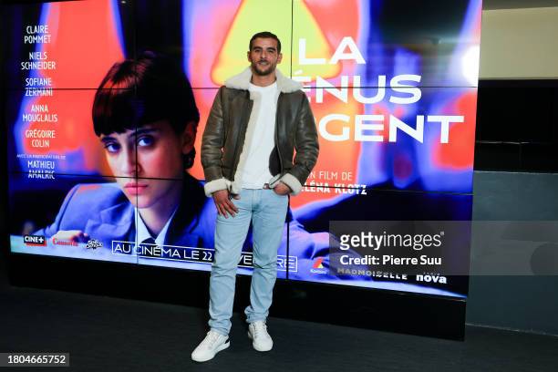 Sofiane Zermani attends 'La Vénus d'Argent" Premiere at UGC Cine Cite des Halles on November 20, 2023 in Paris, France.