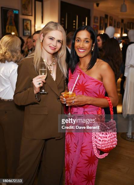 Laura Coleman and Zeena Shah attend the London launch of Vivere by Savannah Miller at Luci on November 20, 2023 in London, England.