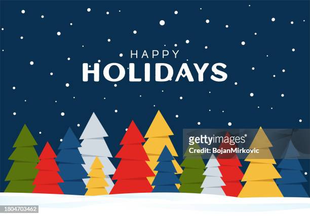 happy holidays christmas greeting card, poster. vector - happy holidays stock illustrations