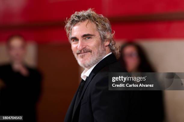 Actor Joaquin Phoenix attends the "Napoleon" premiere at the El Prado Museum on November 20, 2023 in Madrid, Spain.