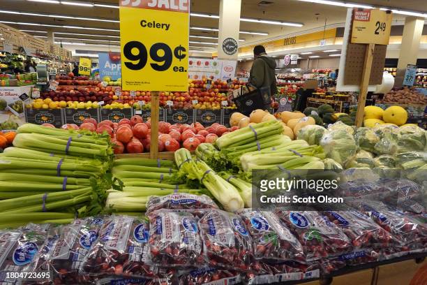 Customers shop for products ahead of the Thanksgiving Holiday on November 20, 2023 in Chicago, Illinois. The average cost of this year's Thanksgiving...