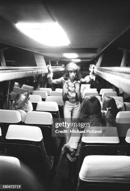 Bassist Bill Wyman, of the Rolling Stones, on the band's tour bus during a two-day stopover in Glasgow for shows at the Apollo Theatre, 16th-17th...