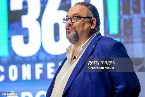 RiskOn36 Executive Chairman Milton "Todd" Ault III speaks during RiskOn360! GlobalSuccess Conference at Ahern Hotel and Convention Center on November...